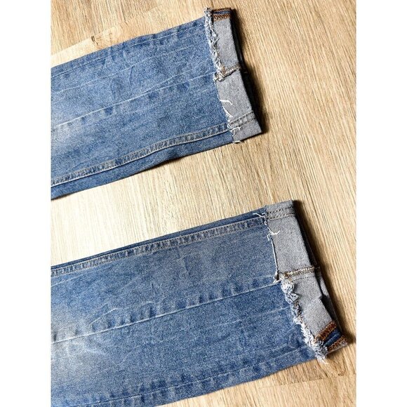 Asos Shark Bite Distressed Waist Jeans Statement Denim Blue Womens 32 - Picture 6 of 16